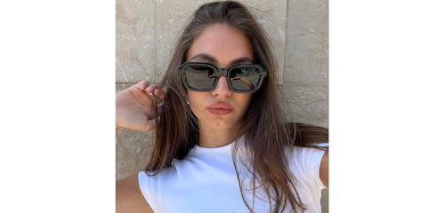 Image of Meller by Lenskart | Nayah | Green Full Rim Sunglasses | Large Hexagonal Frame | Polarised and UV Protection | Contemporary Styles for Men & Women | Designed in Barcelona