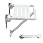 Siège de Douche Rabattable Mural, Chaise De Douche Pliante AntidéRapante avec Accoudoir, Siège De Douche avec Pieds Rabattables,Tabouret De Douche Antidérapant pour Handicapées, 200 kg