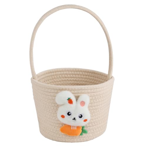 FOIMAS Easter Egg Basket,Easter Bunny Woven Basket for Boys Girls