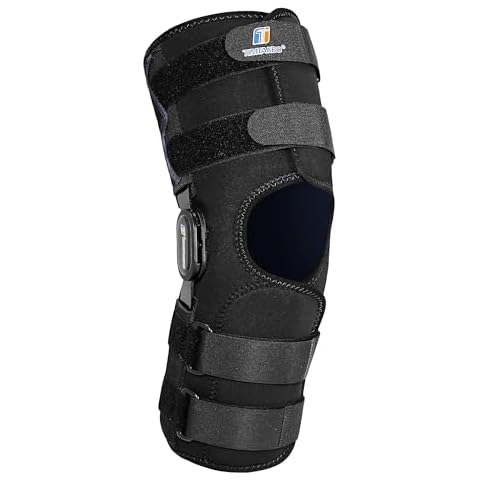 16inch Tall Hinged Knee Brace with Full Support,4 Compression Straps, 2 Metal Stabilizers,Breathe Air Spacer Drytex Wrap for Knee Pain Relief,ACL,Arthritis,Meniscus(M fit Upper 20-23"/Lower 15-17") Cover