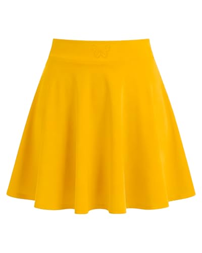 Ekfewou Little Girls Skirts Athletic Uniform Skirts Built in Shorts Casual Mini Skorts for Kids with Pockets (US Age 10 Years 11 Years Yellow)