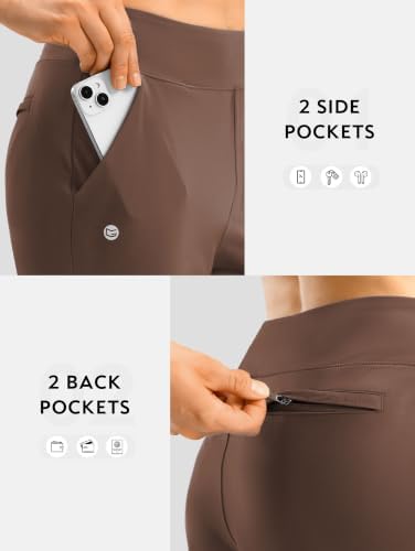 G Gradual Pants for Women with 4 Pockets for Golf, 24.5" Inseam, Brown, M - 3