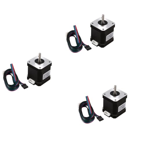 Giwnhvx 3Pcs Nema 17 Stepper Motor 48mm Nema17 Motor 42Bygh 2A 4-Lead (17Hs8401) Motor 1M Cable for 3D Printer Cnc Motor