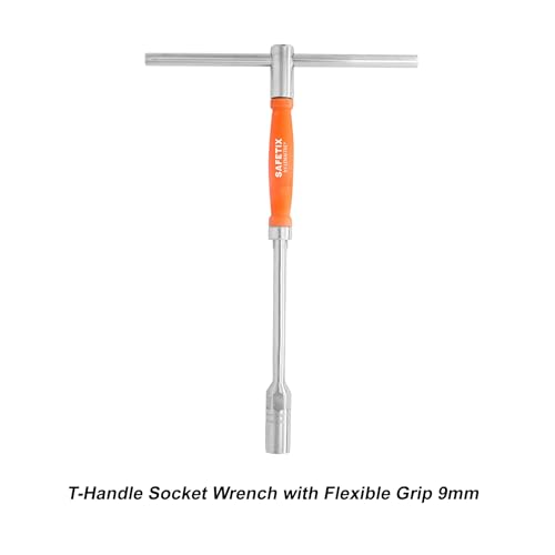 Image of PERF T-Handle Socket Wrench with Flexible Grip, Selected Alloy Steel Handle, CRV Socket, Chrome Plated Finish, Heat Treated, Plastic Revolving Grip (9mm)