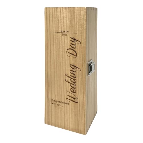 English Pewter Company Sheffield, England Regalo único personalizado para el día de la boda, caja de vino o champán de madera de lujo con forro satinado [HING01]