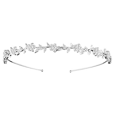 WINOMO Kristall Braut Blume Verlässt Krone Stirnband Tiara Kopfschmuck Cover