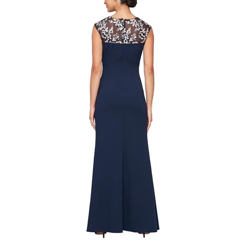 Alex Evenings Women's Long Column Dress with Sweetheart Illusion Neckline2