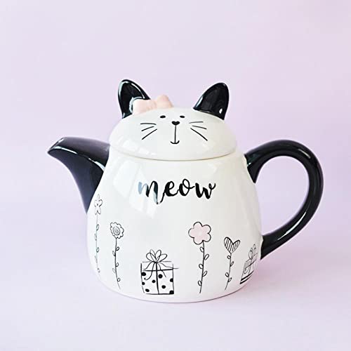 Gaolinci Cute Cat Ceramic Teapot, 18 Oz Watter Pot, Flower Teapot #TOP1
