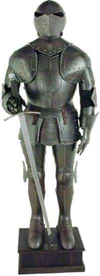6-Foot Medieval Black Knight Suit of Armor – Full Body Wearable Crusader Armor with Aged Antique Finish for Display, Cosplay & Reenactment