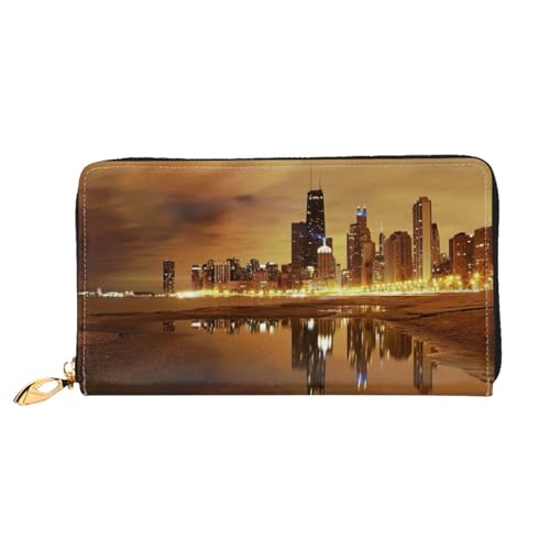 Portefeuille pour femme avec fermeture éclair métal et porte-cartes Chicago
