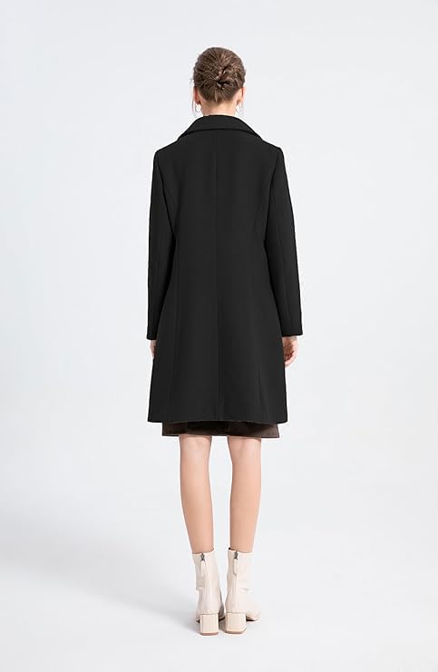 Minibee Women's Trench Coats Winter Wool Peacoat Warm Double Breasted Pea Coat Lapel Jacket Outwear - Image 3