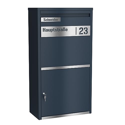 Graviers Design Boîte aux lettres personnalisée autoportante en acier revêtu par pulvérisation avec plaque nominative inoxydable gravure découpée anti-retour