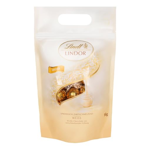 Lindt Lindor bag bianca, riempita con palline Lindor di cioccolato bianco Lindt con ripieno che si scioglie in bocca, 3 x 1kg