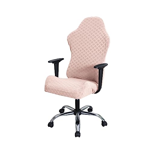 YOPOIY Jacquard Funda para Silla De Juego con Fundas para Reposabrazos., Cuadrados Pequeños Cubre Sillas Gaming Lavable Giratorio Silla Cubierta para Silla Gamer Reclinable -Rosa-One Size
