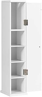 COSTWAY Bathroom Storage Cabinet, Freestanding Toilet Tissue Paper Roll Holder with Top Slot, Single Door Slim Shelf Cupboard Organiser Unit
