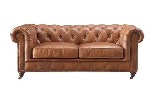 Image of Classic Leatherette Chester Sofa Set Button Tufted, Classic Style Sofa Set for Living Room, Office, and Hallway Colour (Brown Leatherette, 2 Seater Sofa)