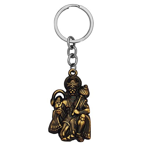 M Men Style Hanuman Metal Keychain, Green, Free Size