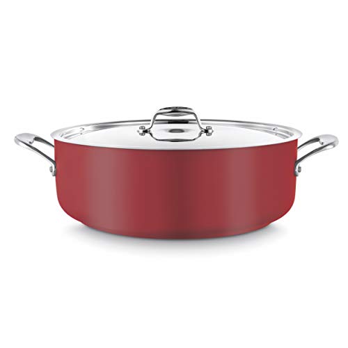Pujadas P490.724R Cool Line - Cacerola con tapa (3,90 L, 24 cm de diámetro, 9,5 cm de altura), color rojo