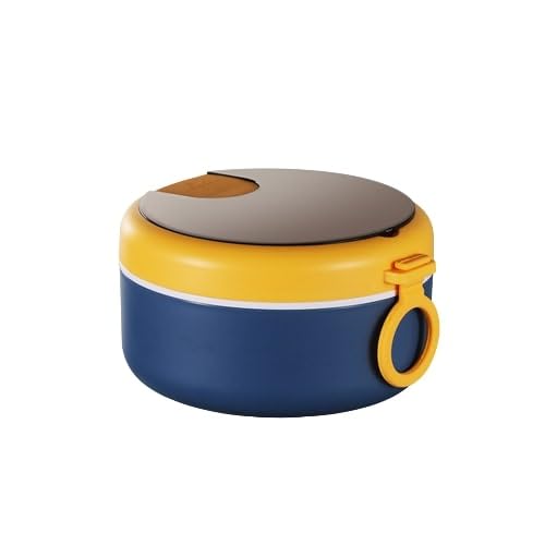 TrendzAuraLunch Box - Kid/Adult Lunch Box | Leak Proof Lunch Box | Reusable Cutlery Fork | Perfect For School and Office | around bento boxes | 900ml (Yellow)