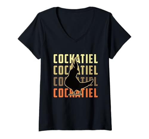 Mujer Cockatiel Bird Lovers Vintage Retro Cute Cockatiel Dueños Camiseta Cuello V