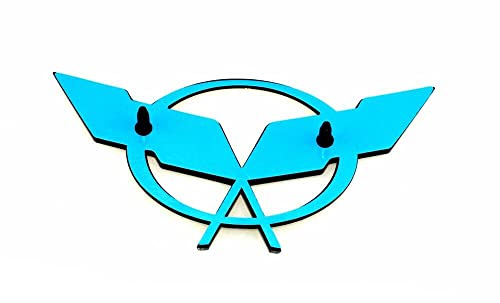Image of Front Nose Cross Flags Emblem Car Badge Replacement for 97-04 Corvette C5 Chevrolet Decal 19207384 19207385 (Front - w /Alignment Pins) (US Flag-Black /Blue)