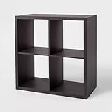 TRoMI 4 Cube Organizer,4 Shelf Bookcase, Cube Storage, Place Baskets, Books, Plants, Decorations, etc. (Black), fk2-091