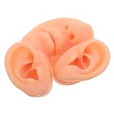 PENIKOKO 3 Piezas Modelo Silicona para Práctica de Piercings Oreja Flexible Realista con Nariz y Boca para Entrenamiento Profesional y Exhibición