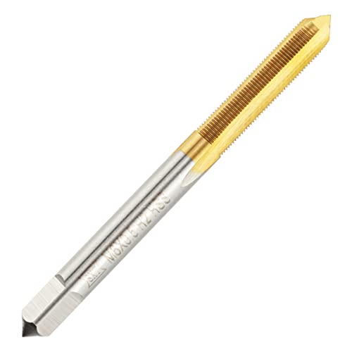 Aceteel Metric M6 X 0.5 HSS Ti-Coated Straight Flute Thread Tap, M6 X 0.5mm Titanium Coated Thread Machine Tap Right Hand