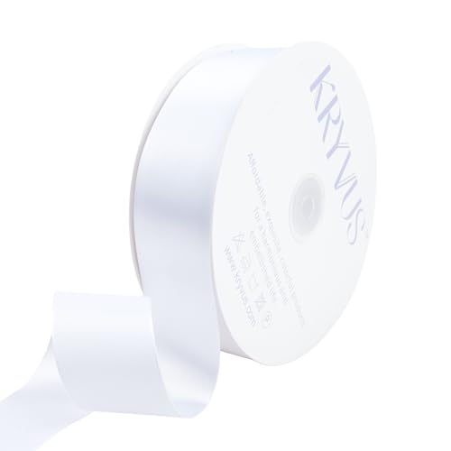 White Satin Ribbon 1-1/2 inch x Continuous 100 Yards White Ribbon for Craft