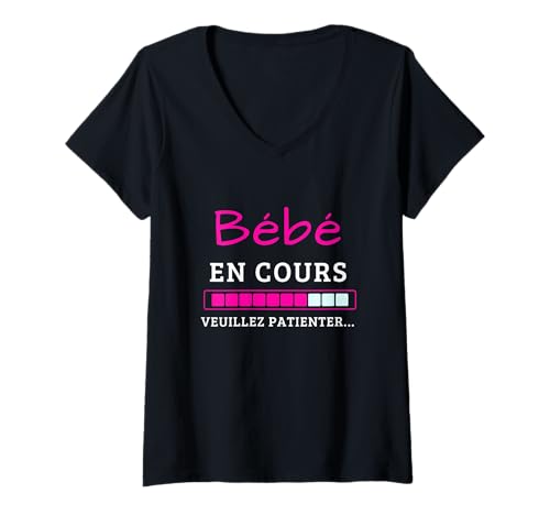 Women's BÃ©bÃ© En Cours Veuillez Patienter Grossesse Humour V-Neck T-Shirt