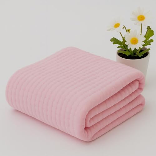 Image of Muslin Baby Bath Towel Newborns Super Soft High Absorbent Cotton 6 Layer Towel Infants Toddlers Kids Boys Girls (105 * 105 CM, Pink)