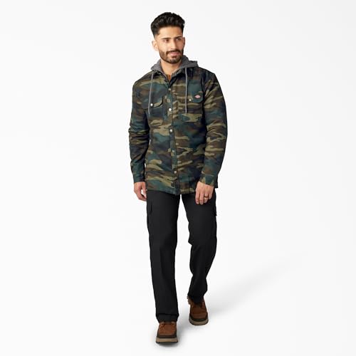 Image of Dickies Men's Fleece Hooded Duck Shirt Jacket With Hydroshield