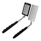 TOVINANNA 2 Stück Teleskopischer Inspektionsspiegel mit LED licht Drehbarer Mechaniker spiegel für Fahrzeugkontrolle Leicht Kompakt Vielseitig für Schnelle Unterboden Chassisinspektion