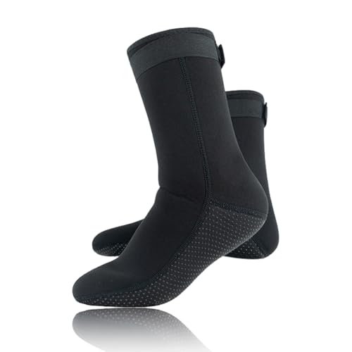 WeddHuis Neopreno Calcetines Antideslizantes para Deportes Acuáticos con Cierre de Velcro para Hombre y Mujer, Ideal para Buceo, Surf, Vela y Natación (3mm)