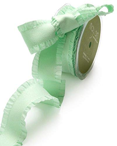 May Arts 1-1/2-Inch Wide Ribbon, Seafoam Faux Suede with Ruffled Edge