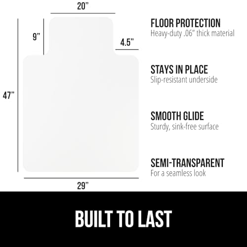 image for GORILLA GRIP Office Chair Mat for Hardwood Floors, 29x47 Smooth Glide 