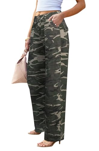 Image of Wide Leg Jeans for Women High Waist Stretch Cargo Denim Pants