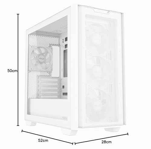 ASUS A21 Plus TG ARGB White White Micro-ATX Case (Support for 165 mm CPU Cooler, 360 mm radiators, 380 mm Graphics Card, ATX PSU, Hidden Connector Motherboard)