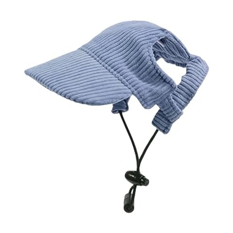 Dog Baseball Cap, Dog Cat Summer Beach Visor Hat with Ear Holes, Adjustable Puppy Sunbonnet Headdress (Blue, X-Small) Cover