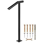 VEVOR Round Type Metal Handrail Step Handrail 2 Steps Handrails for Outdoor Steps Handrails 18L x 38H Inch Steps Stair Railing for Steps with One Bolt Down Post LTFS2BXYGLZHS0001