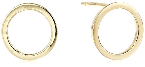 Amazon Collection Women s 14K Sterling Silver Circle Stud Earrings, Yellow Gold, One Size