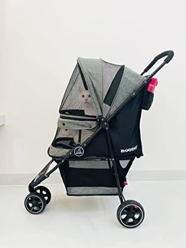 Pet Dog Cat Stroller Small Medium 30 Lbs Double Puppy Doggy Animal Lightweight Travel Portable 2 3 Wheel Carrier Pram (Grey) #TOP3