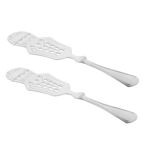 Zerodeko 2pcs Stainless Steel Absinthe Spoon with Multi Function Serving Utensils for Home Bar Easy Clean Bartending Supplies