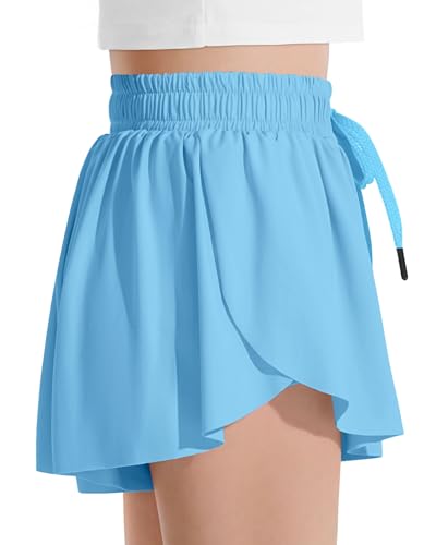 Image of Witwot Butterfly Shorts Girls, 2-in-1 Teen /Kids Girl Flowy Athletic Skort