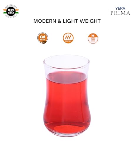 Image of Yera Prima Bonn Zest Designer Tumbler Set of 2, 230 ml Each Transparent | Hot & Cold Drinks, Juice, Cocktail, Milkshake, Smoothie | Ideal for Home, Party, Restaurant, Gifting | Special Occasions