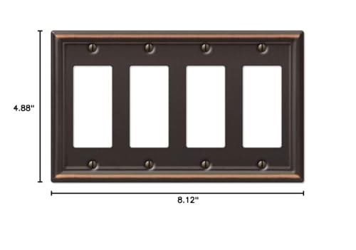Image of Amerelle 149R4DB Chelsea Wallplate, 4 Rocker, Steel, Aged Bronze, 1-Pack
