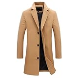 [Matériau] Trench classique pour homme en tissu mélangé de laine – léger, chaud et résistant. Manteau pour homme en mélange de laine et de polyester.