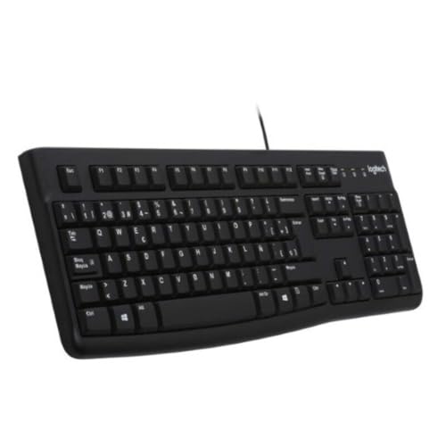 Logitech Clavier professionnel filaire K120 pour Windows et Linux, port USB, saisie silencieuse, robuste, résistant aux éclaboussures, support de clavier, disposition en espagnol - noir