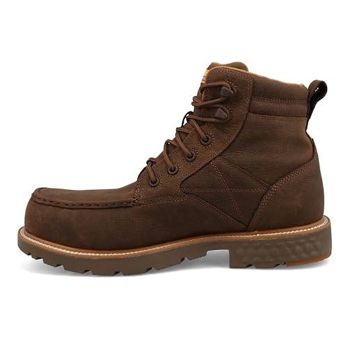 Image of Twisted X Men's 6 inch Work Boot, Moc Toe Nano Toe with CellStretch, Oak, 7 W