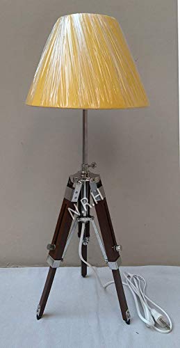 Lámpara de mesa con trípode náutico, acabado cromado, lámpara de estudio (sin pantalla)